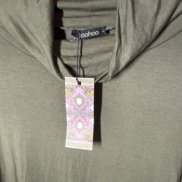 NWT Boohoo Roll Neck Jersey T-Shirt Dress Womens Plus 24 Green Long Sleeve Casua - Picture 6 of 9